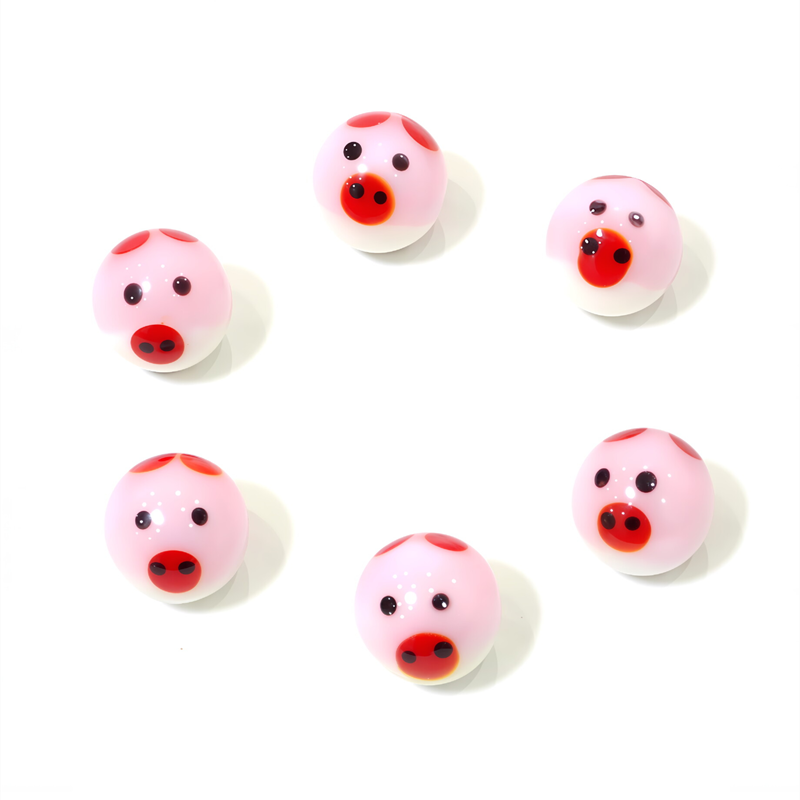 6PCS 귀여운 핑크 돼지 디자인 희귀 유리 구슬 공  - Gardening Tools Pink 리뷰 및 가격