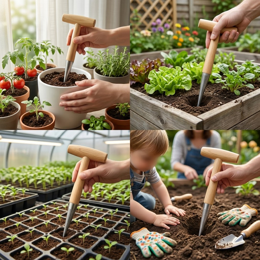 나무 손잡이 손용 심기 도구, 파종·파종·이식용 정원  - Gardening Tools For Digging 리뷰 및 가격
